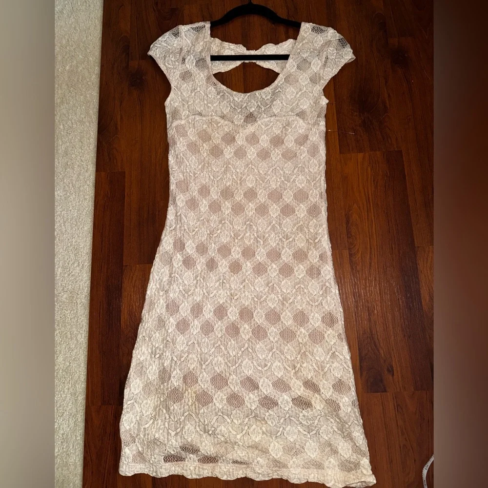 Free People Cream Lace Boho Mini Dress Size XS
